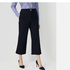 NEW Ann Taylor Petite Wide Leg Crop Pant Curvy Fit 12 Career Classic Minimalist